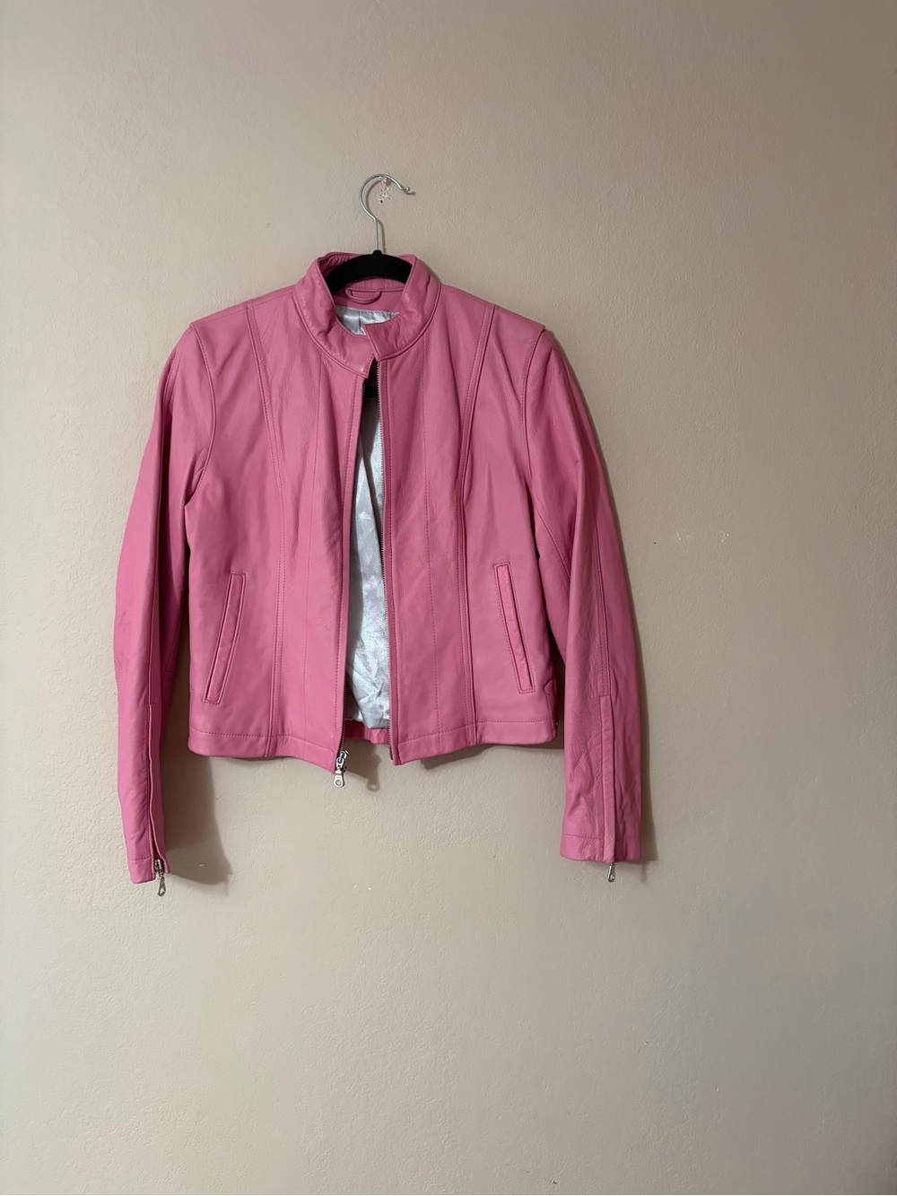 Vintage Wilsons Leather Maxima Pink Moto Jacket Small Y2K Cafe Racer Biker S